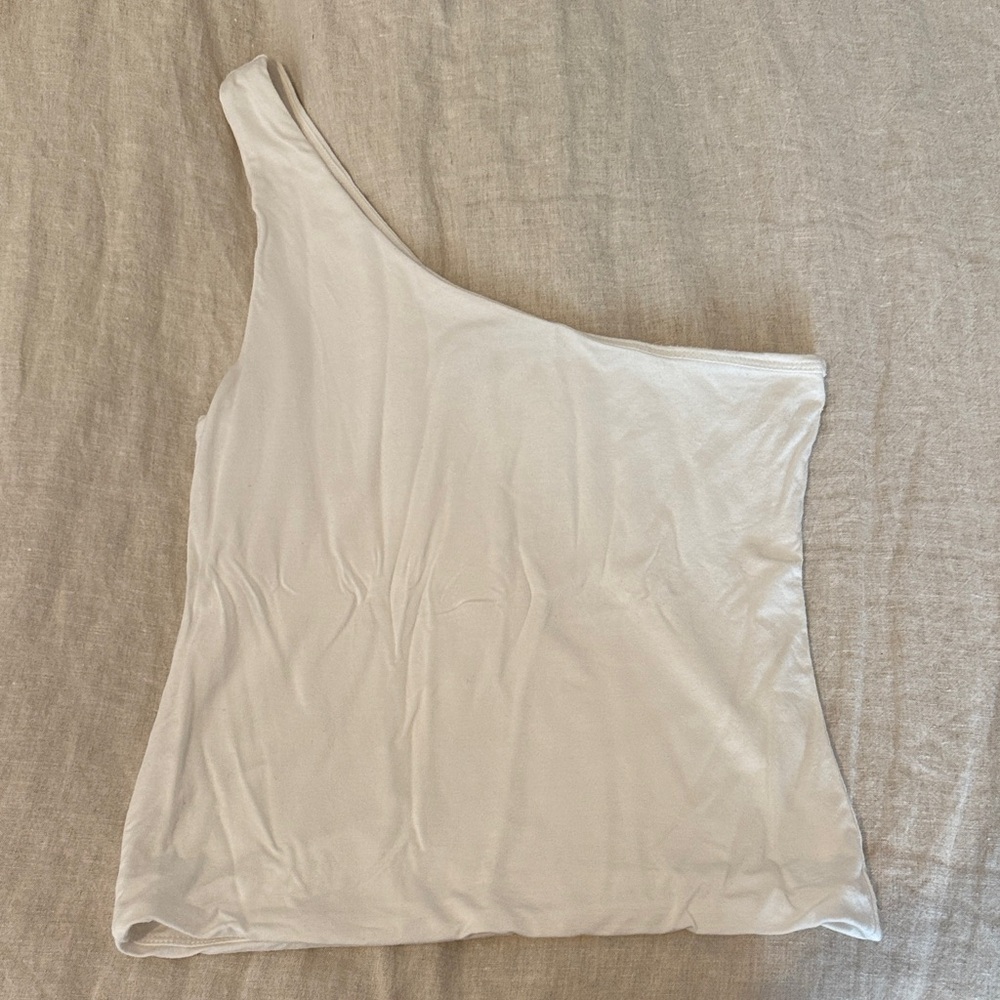 J. Crew White One-Shoulder Tank Top